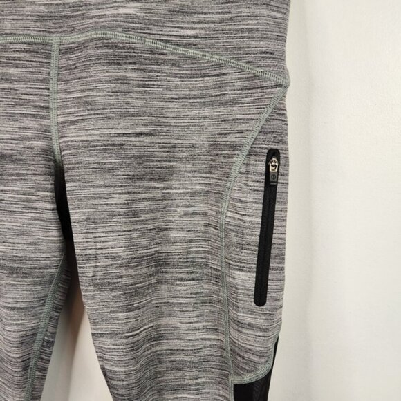 Lululemon Sun Runner Crop Leggings Space Dye Gray Black Cropped Size 8 Workout - Picture 8 of 11